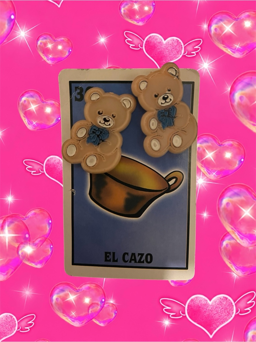 Pink teddy Earrings
